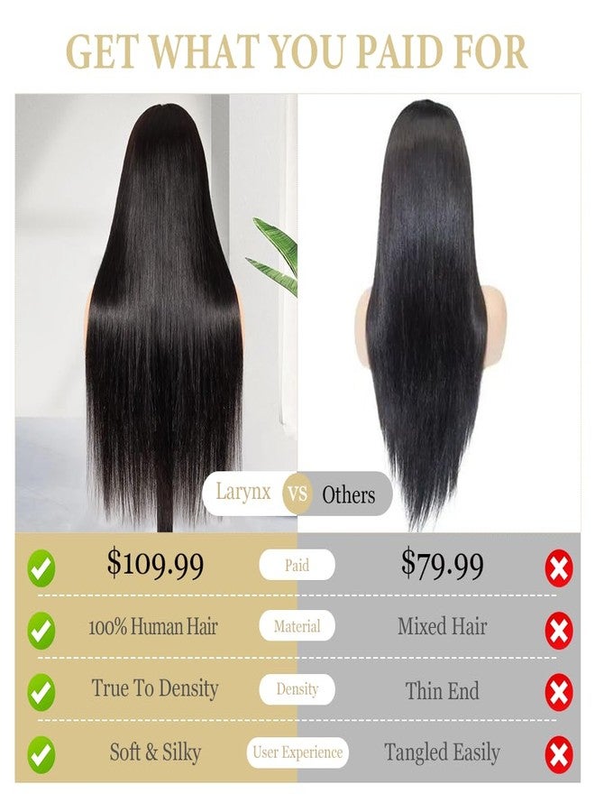 LARYNX 28 Inch Straight Wigs Human Hair 13x4 HD Lace Front Wigs Real 100% Human Hair Wig True 180% Density Pre Plucked Glueless Wig For Women - Image 4